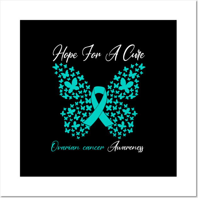 Hope For A Cure Butterfly Gift 3 Ovarian cancer Wall Art by HomerNewbergereq